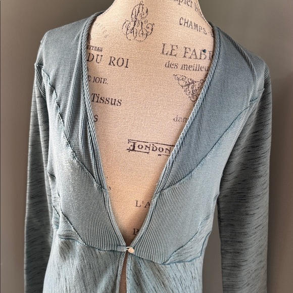 Soft surroundings mixed media asymmetric long sleeved, long duster EUC size S - Picture 6 of 13